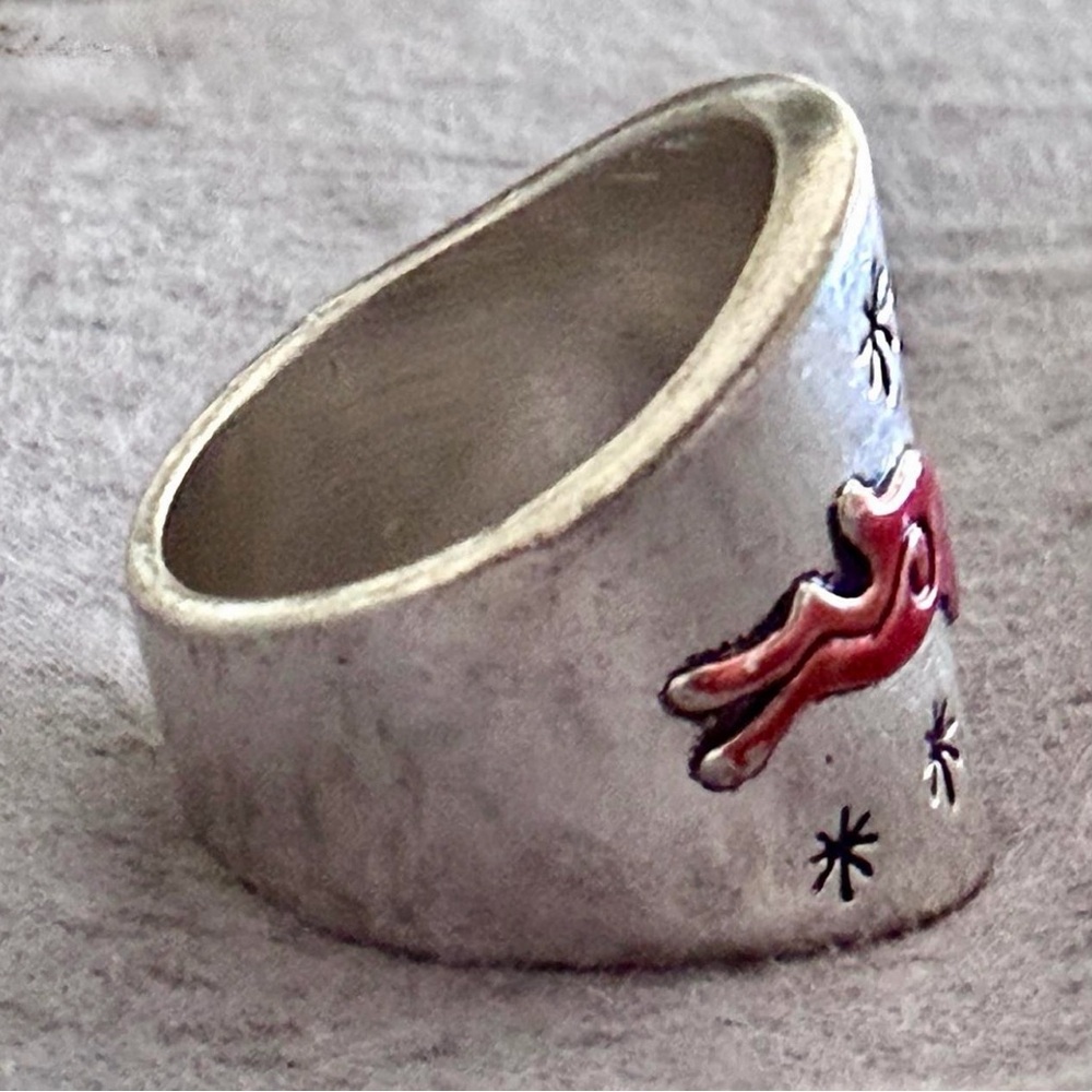 Whimsical Silver Moon & Copper Hare Ring 🌙🐇 Very popular bunny rabbit ring - Picture 3 of 9